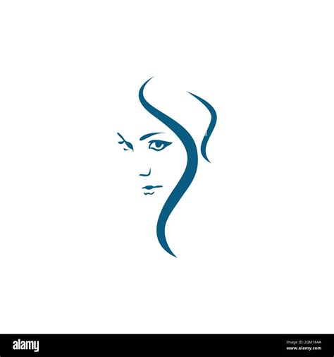 Woman Beautiful Face Feminine Logo Icon Flat Concept Vector Graphic