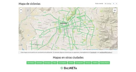 Mapa De Ciclovías En Santiago Bicineta