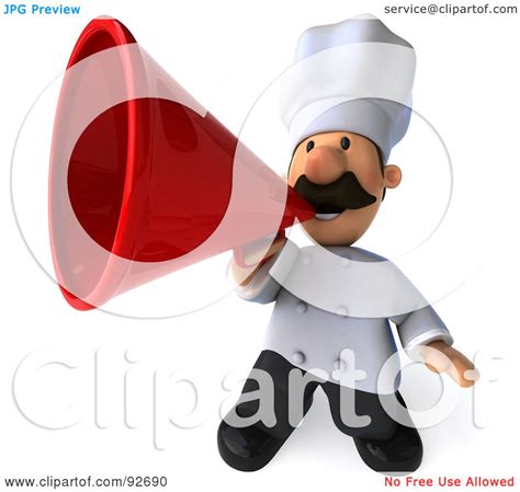 Royalty-Free (RF) Clipart Illustration of a 3d Chef Man Announcing - 2 by Julos #92690