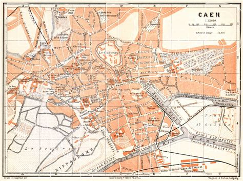 Old Map Of Caen In 1910 Buy Vintage Map Replica Poster Print Or