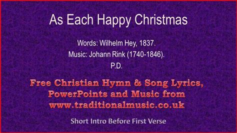 As Each Happy Christmas Christmas Carols Lyrics And Music Youtube