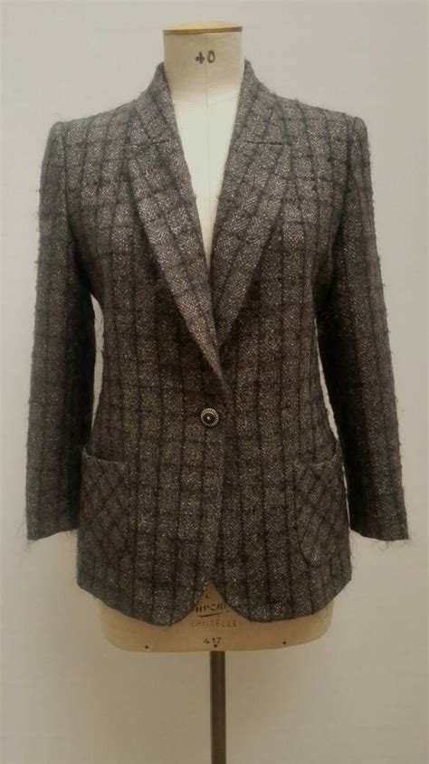 Emanuel Ungaro Vintage 90s Anthracite Wool And Mohair Tweed Jacket