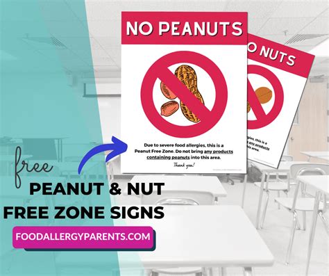 Free Printable Nut Free Peanut Free Zone Signs For Classroom Food