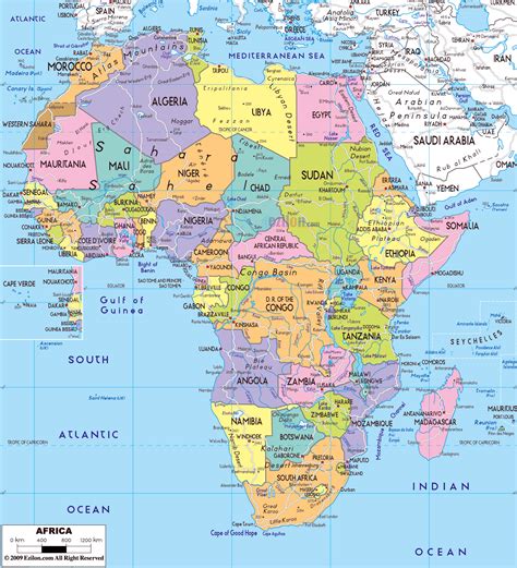 Mapa Político Grande De África Con Las Carreteras Principales Las