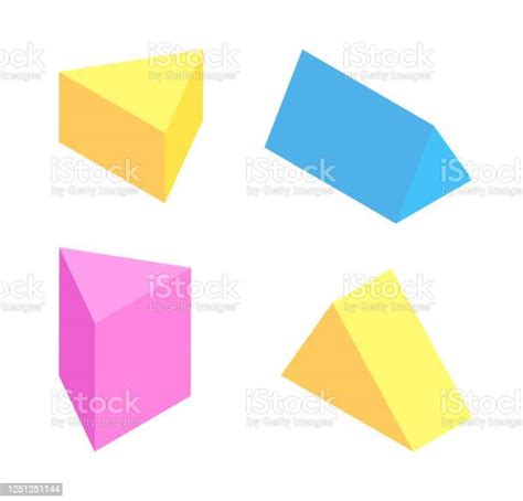 Triangular Prisms Collection Colorful Figures Set Stock Illustration