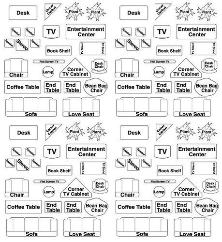 Free printable furniture templates for interior design. Printable room plan furniture templates
