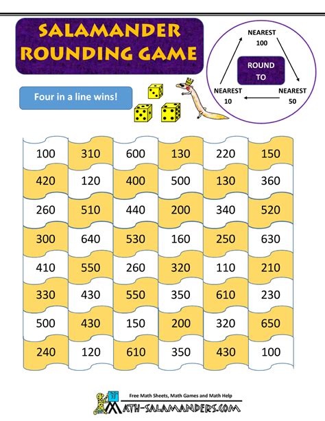 Free Kids Math Games Salamander Rounding Game 10 50 100