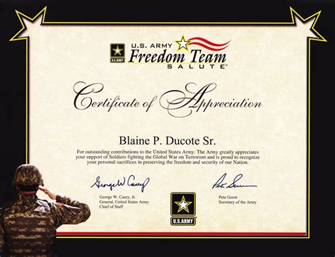 Army Certificate Of Appreciation Template 7 Templates