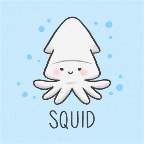 Premium Vector Cute Squid Cartoon Hand Drawn Style Cute Cartoon