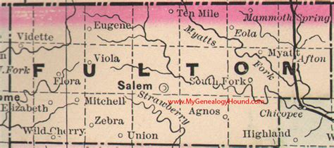 Fulton County Arkansas 1889 Map
