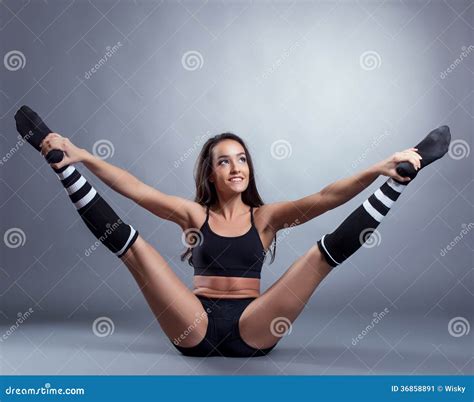 Seductive Brunette Doing Stretching Exercises Stock Image Image Of