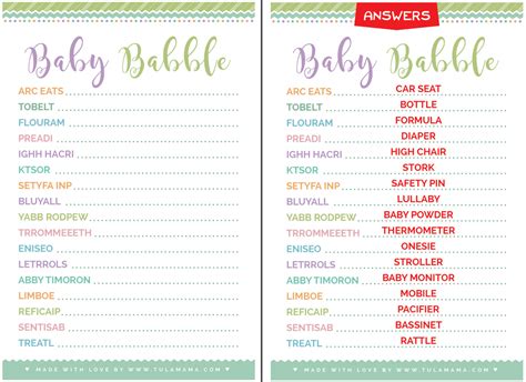 Free Printable Baby Shower Games With Answers Free Printable