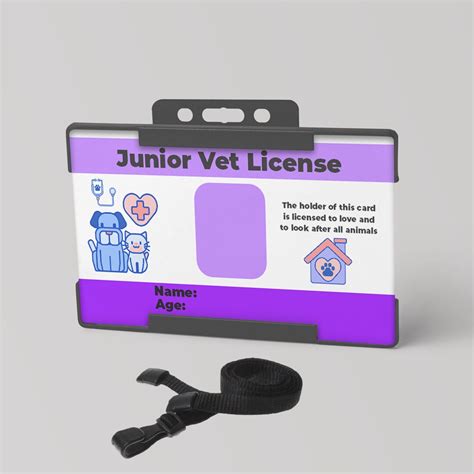 Junior Vet Id Card Novelty T For Children Veterinary Id Badge For