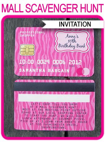 Products not available in all states. Credit Card Invitations | Mall Scavenger Hunt Invitations