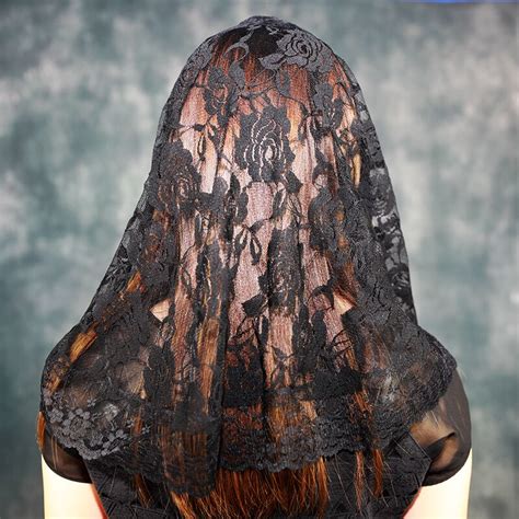 Black Lace Veil Mantilla For Church Catholic Latin Mass Head Covering