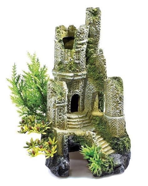 Classic 0930 Castle Ruin Aquarium Ornament Ideal For Covering The