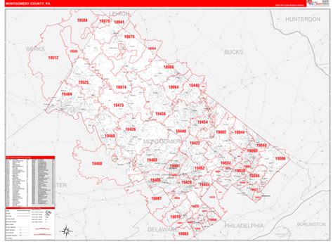 Montgomery County Pa Zip Code Maps Red Line