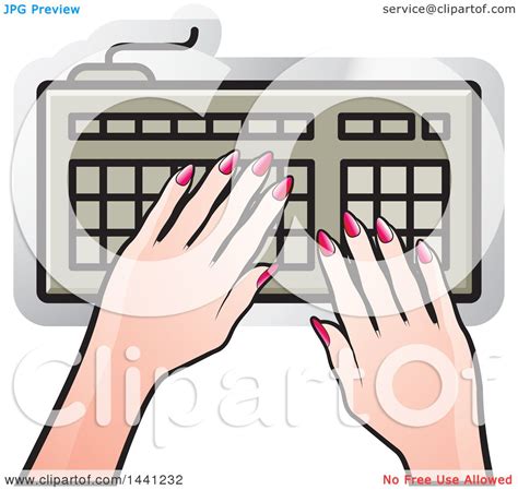 Clipart Of A Hands Typing On A Computer Keyboard Icon Royalty Free