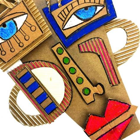 Picasso was experimental in his approach to art, often painting a common object or person from lots of different angles in one picture. Masks In the Making | Cardboard art, Kids art projects ...