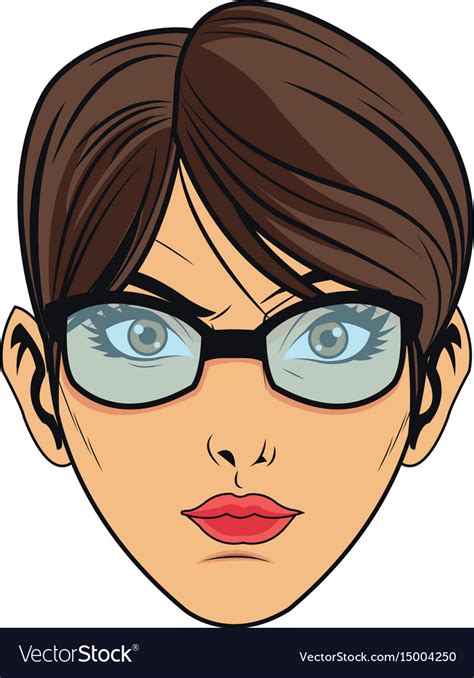 Beauty Face Woman With Glasses And Short Hair Vector Image