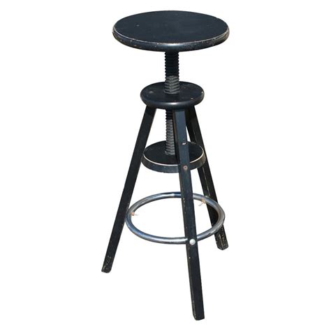 Pair Of Industrial Chic Steel And Wood Adjustable Bar Stools At 1stdibs