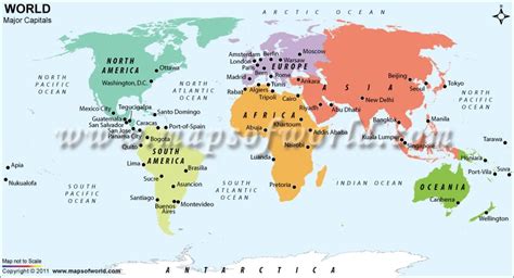 World Map With Capital Cities Wynne Karlotte