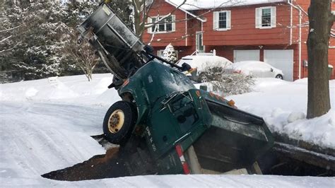 Sinkhole Swallows Snow Plow Truck In New Jersey Earth