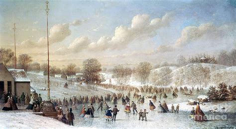 Ice Skating 1865 Painting By Granger