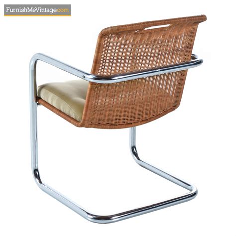 Find the perfect home furnishings at hayneedle. Cantilever Chrome Wicker Rattan Modern Dining Chairs by ...