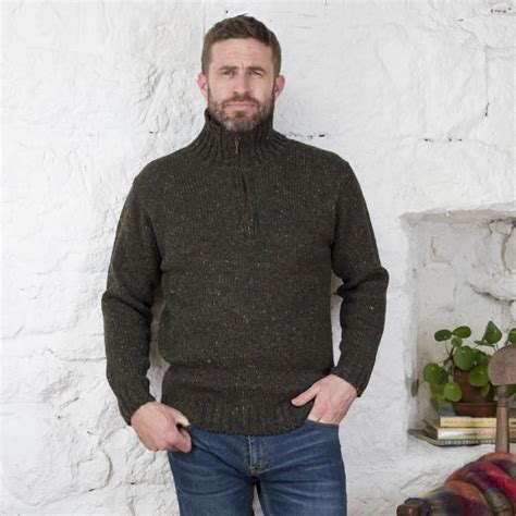 Donegal Wool Irish Zipper Sweater Irish Sweater Zippered Sweater