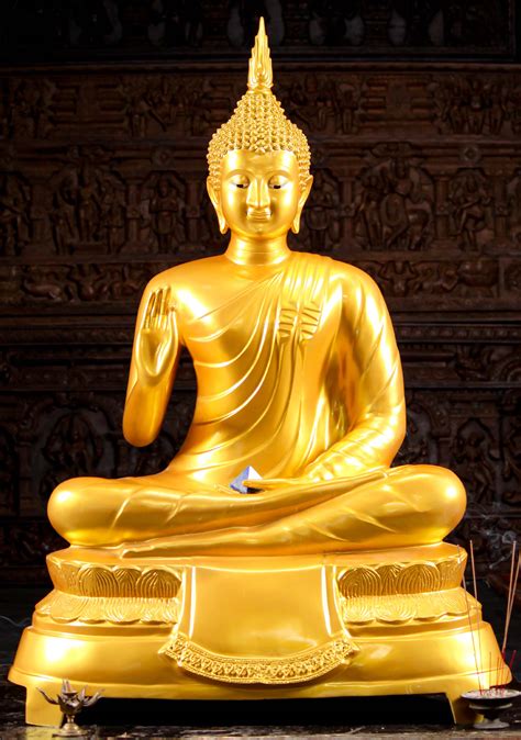 Sold Thai Golden Vitarka Mudra Buddha Statue 53 125t55 Hindu Gods