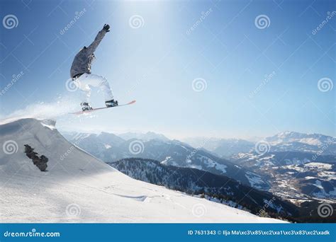 Snowboard In Mountains Stock Image Image Of Dangerous 7631343