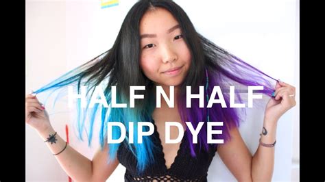 Half N Half Dip Dye Hair Tutorial Purple And Blue