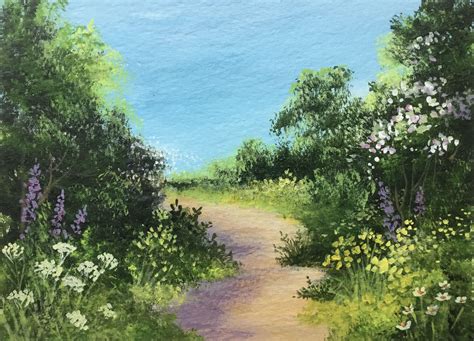Country Path An Original Acrylic Painting 7 X 5 By Pamela Etsy