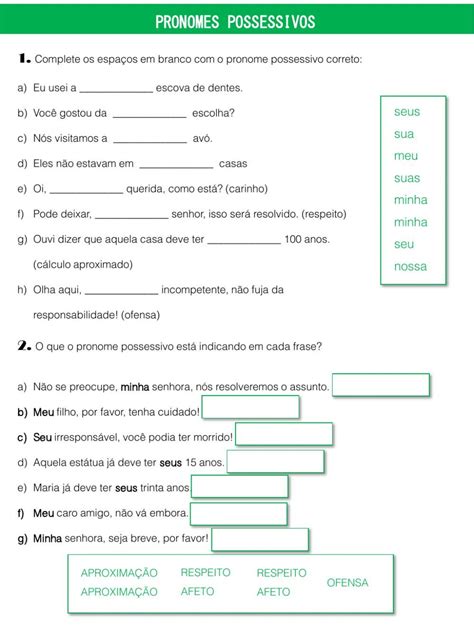 Pronomes Possessivos Interactive Worksheet For Elementary You Can Do