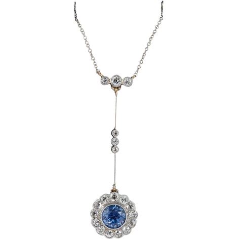 Ceylon Sapphire Diamond Platinum Necklace For Sale At 1stdibs