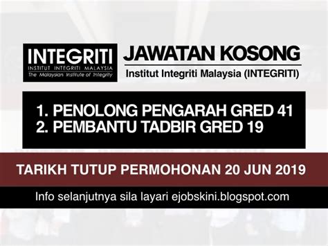 Iim ialah pencetus idea pelan integriti nasional dan terletak di bawah pentadbiran jabatan perdana. Jawatan Kosong Institut Integriti Malaysia (INTEGRITI ...