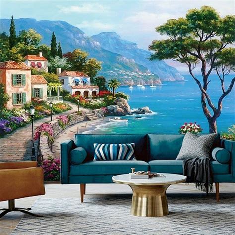 3d Mediterranean Landscape Sea Wall Mural Wallpaper Living Room Bedroom