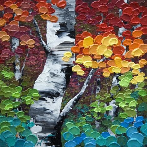 Aspen And Birch Trees Tree Art Tree Painting Abstract Landscape
