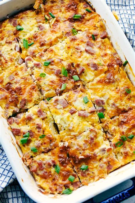 Breakfast Casserole Using Potatoes Obrien Served Up With Love Ham