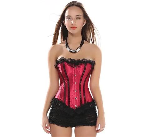 women sexy satin corset brocade floral bustier top lace up back lingerie bodyshaper shapewear