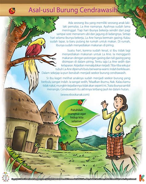100 Dongeng Fabel Pilihan 85 Asal Usul Burung Cendrawasih Ebook Anak