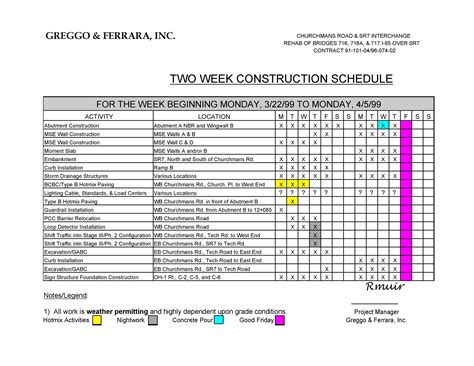 Construction Schedule Templates In Word Excel Templatelab