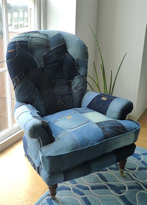All your living room ideas are possible with this exquisite piece. JO PRICE UPHOLSTERY + DESIGN: Our latest commission - denim chair made from patchworked recylced ...
