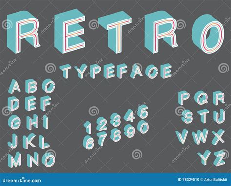 Isometric Retro Typeface Font In Vintage Style Perfect For Posters