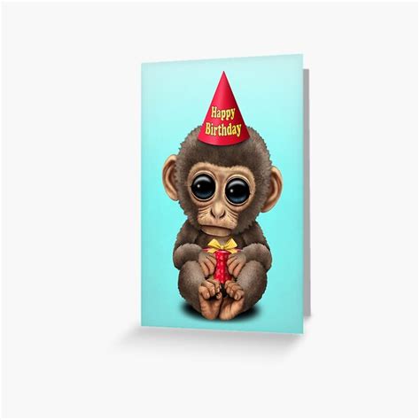 Cute Happy Birthday Baby Monkey Greeting Card For Sale By
