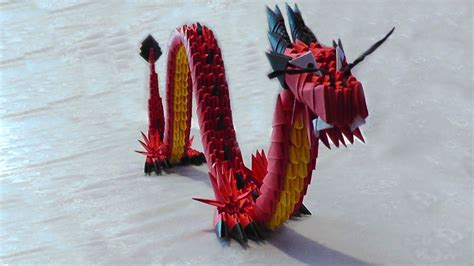 3d Origami Red Chinese Dragon Tutorial Instruction Youtube