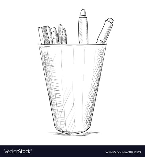 Hand Drawn Sketch Pencil Case Royalty Free Vector Image