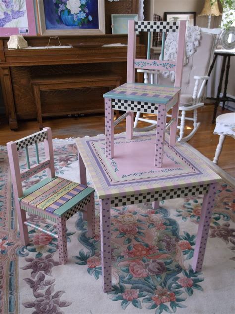 Hand Painted Childrens Table And Chairs Perfect For A Little Girls