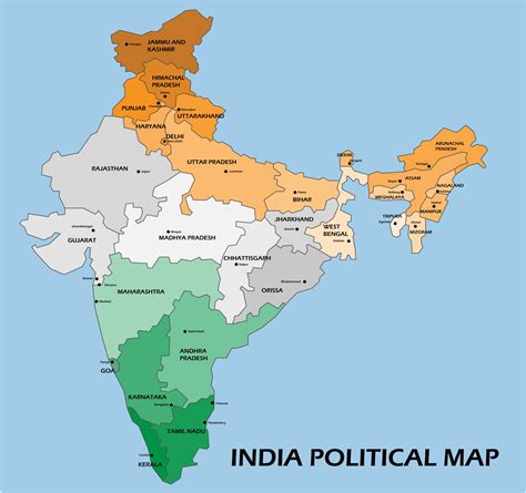 India Political Map Hd